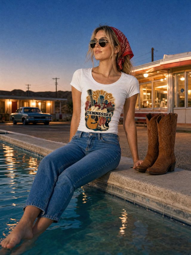 Nashville, TN — Women's Fitted T-Shirt in White